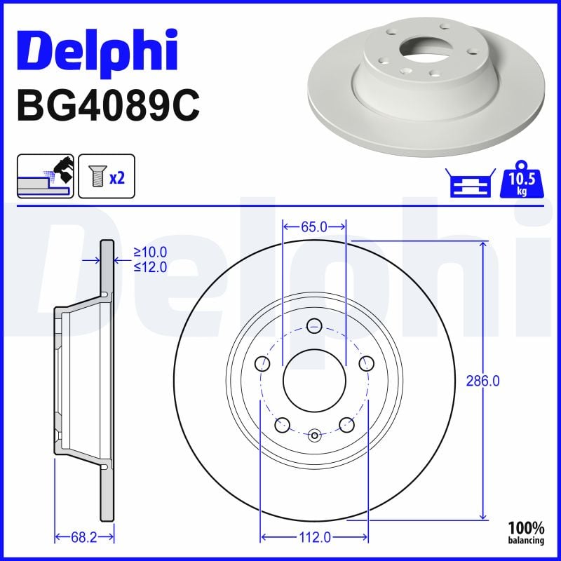 Disques de frein DELPHI BG4089C