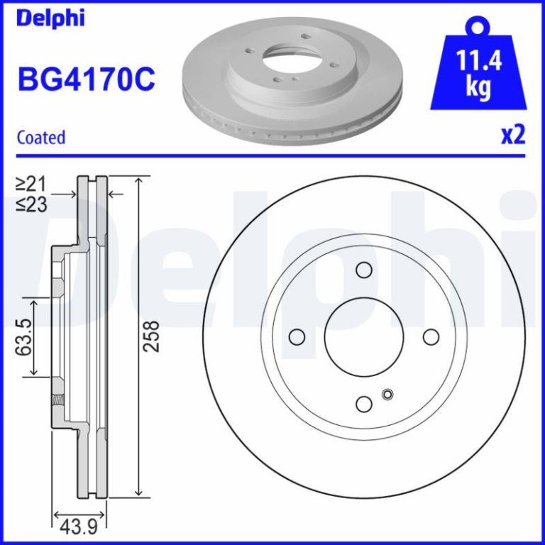 Disques de frein DELPHI ref. BG4170C