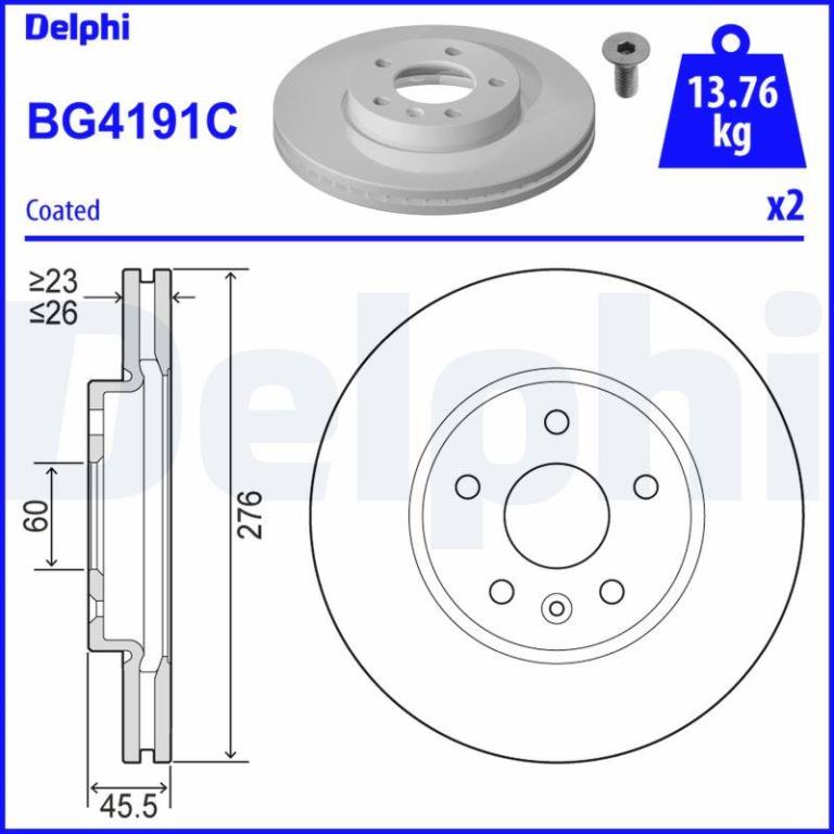Disques de frein DELPHI BG4191C