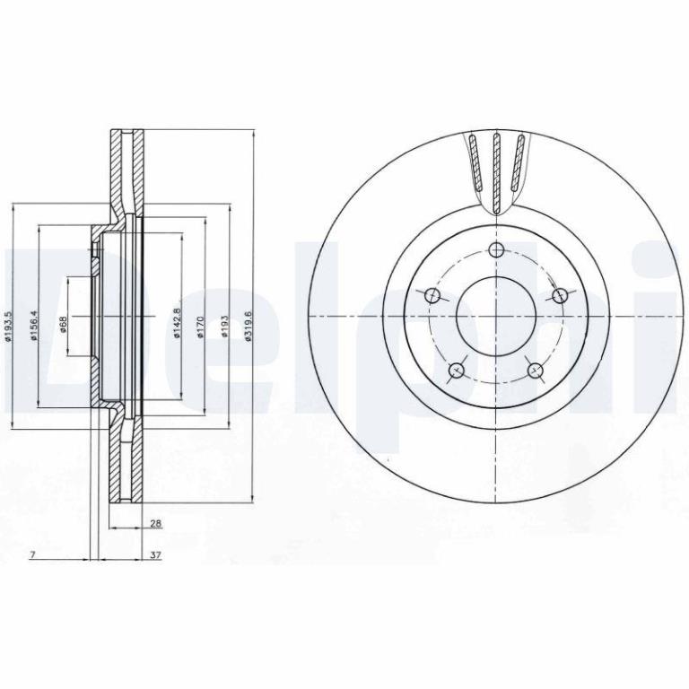Disques de frein DELPHI ref. BG4231C