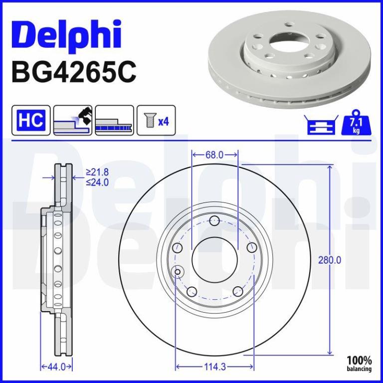 Disques de frein DELPHI ref. BG4265C