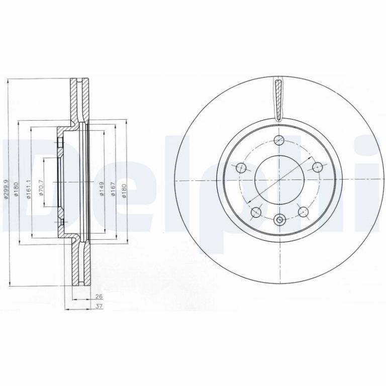 Disques de frein DELPHI ref. BG4278C