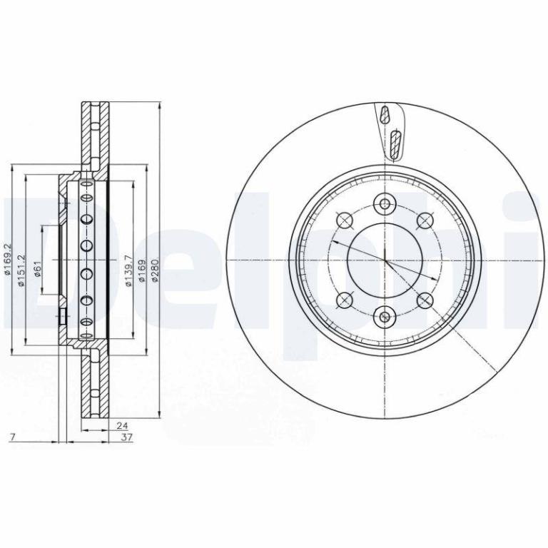 Disques de frein DELPHI ref. BG4536C