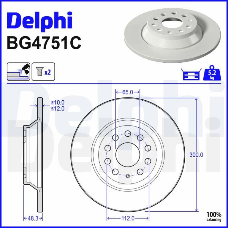 Disques de frein DELPHI ref. BG4751C