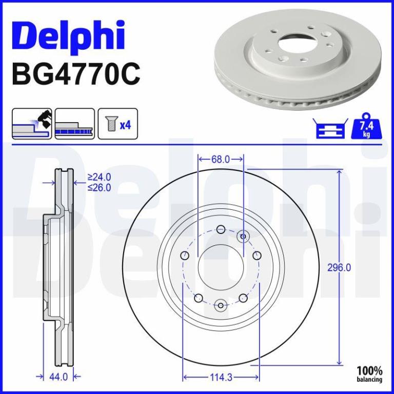 Disques de frein DELPHI ref. BG4770C