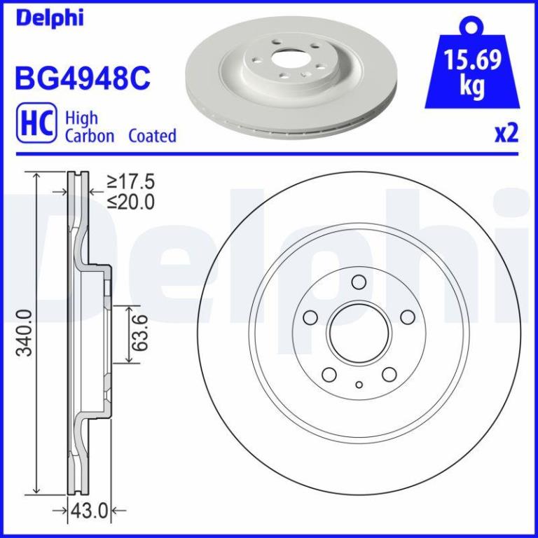 Disques de frein DELPHI ref. BG4948C