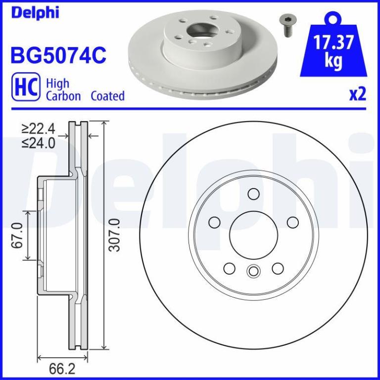 Discos de freno DELPHI ref. BG5074C