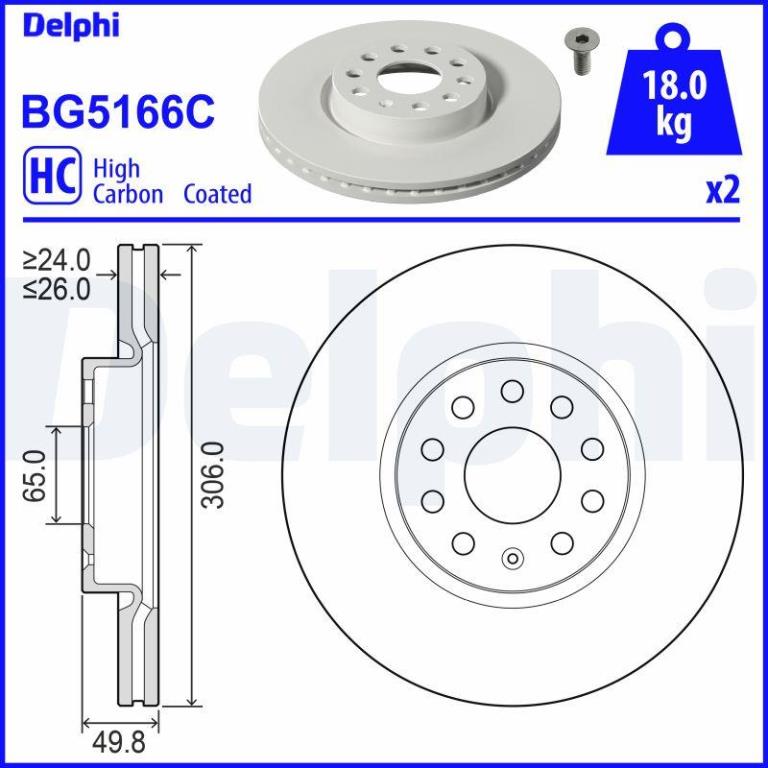 Discos de travão DELPHI ref. BG5166C