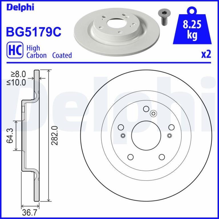 Disques de frein DELPHI ref. BG5179C