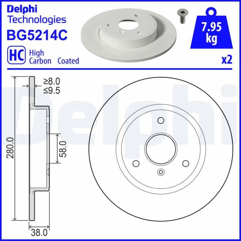 Discos de travão DELPHI ref. BG5214C