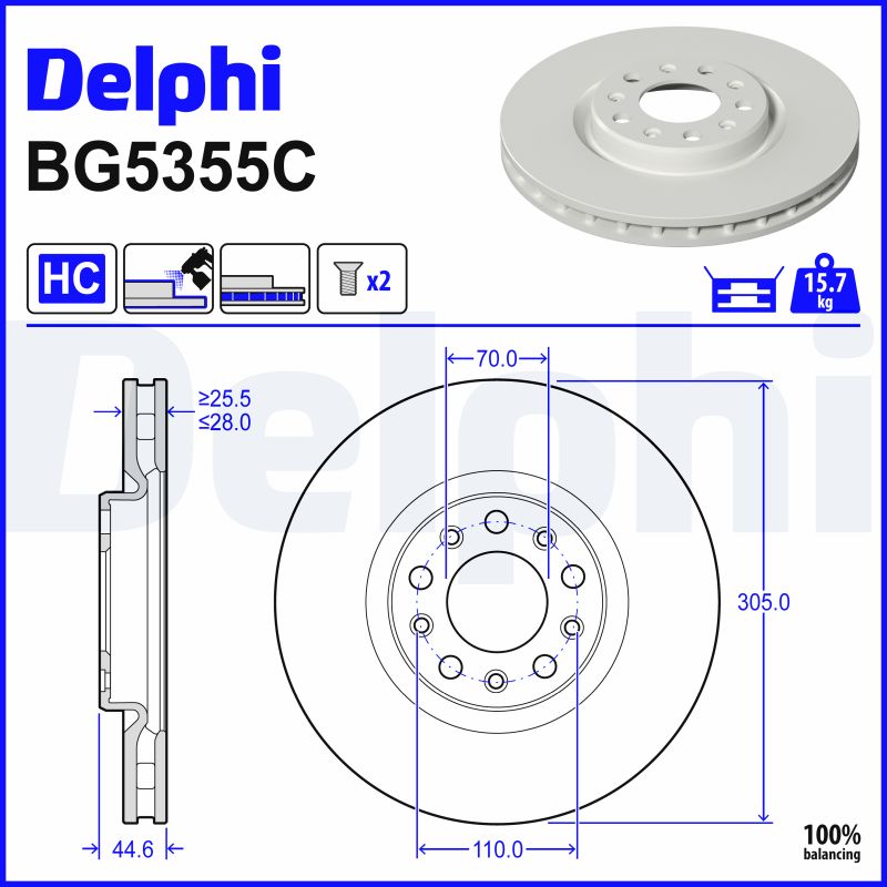 Discos de travão DELPHI BG5355C
