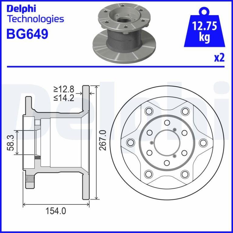 Disques de frein DELPHI ref. BG649