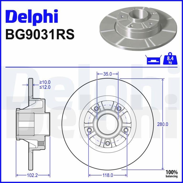 Disques de frein DELPHI ref. BG9031RS