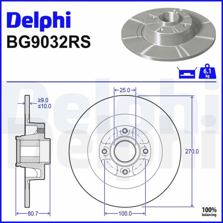 Disques de frein DELPHI ref. BG9032RS