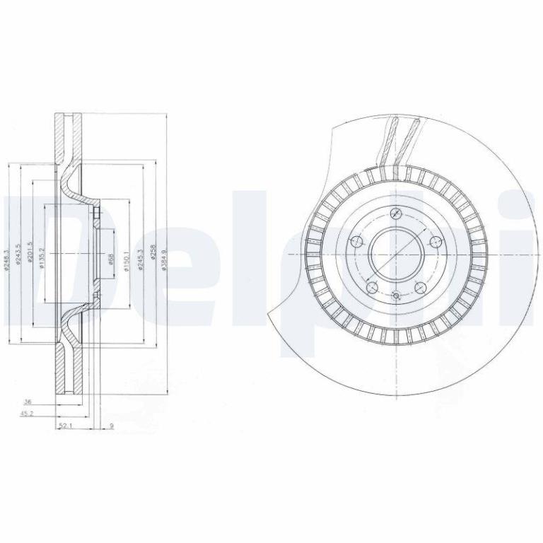 Disques de frein DELPHI ref. BG9065C
