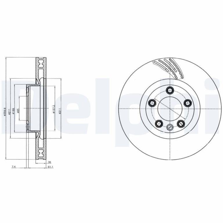 Disque de frein avant droit DELPHI ref. BG9101C