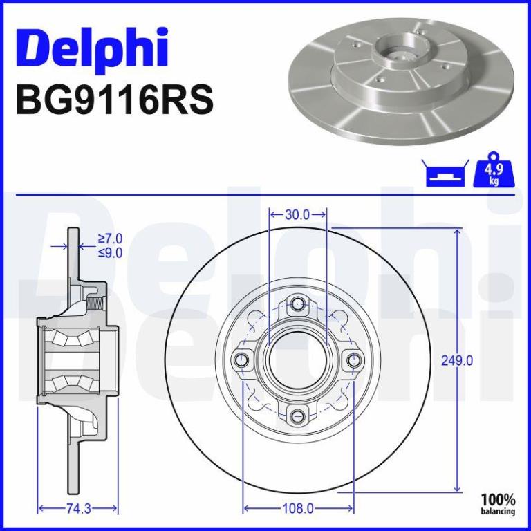 Disques de frein DELPHI ref. BG9116RS