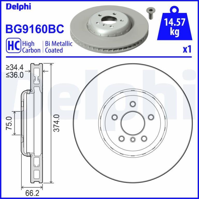 Disques de frein DELPHI BG9160BC