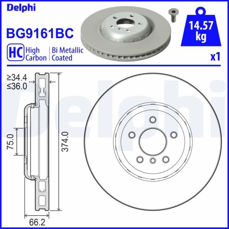 Disques de frein DELPHI BG9161BC