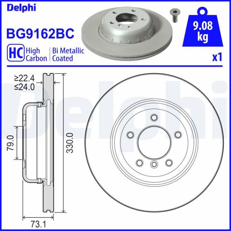 Disques de frein DELPHI BG9162BC