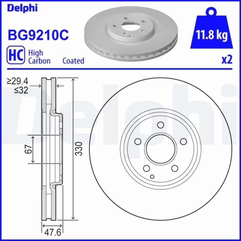 Disques de frein DELPHI BG9210C