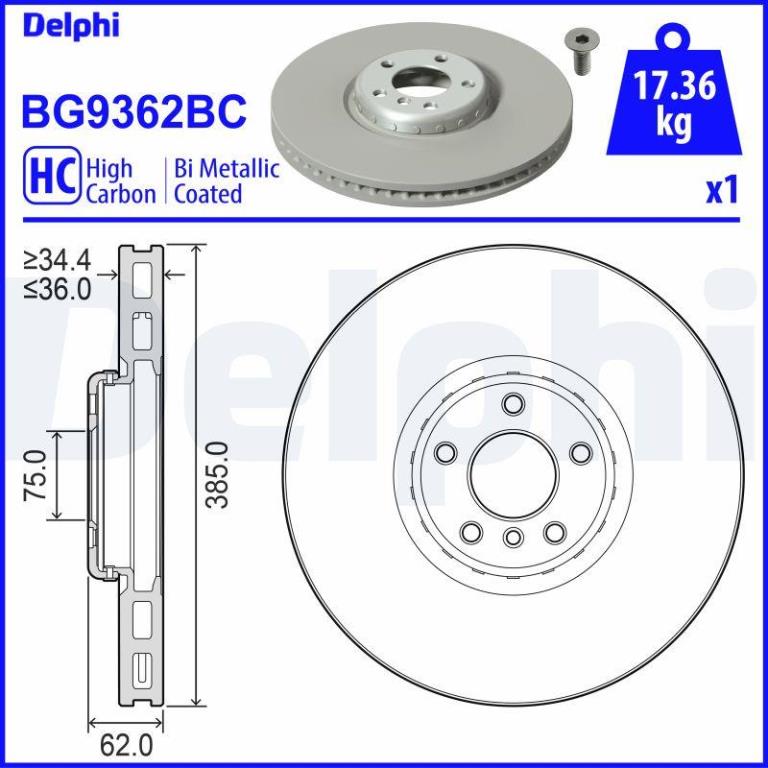 Disques de frein DELPHI ref. BG9362BC