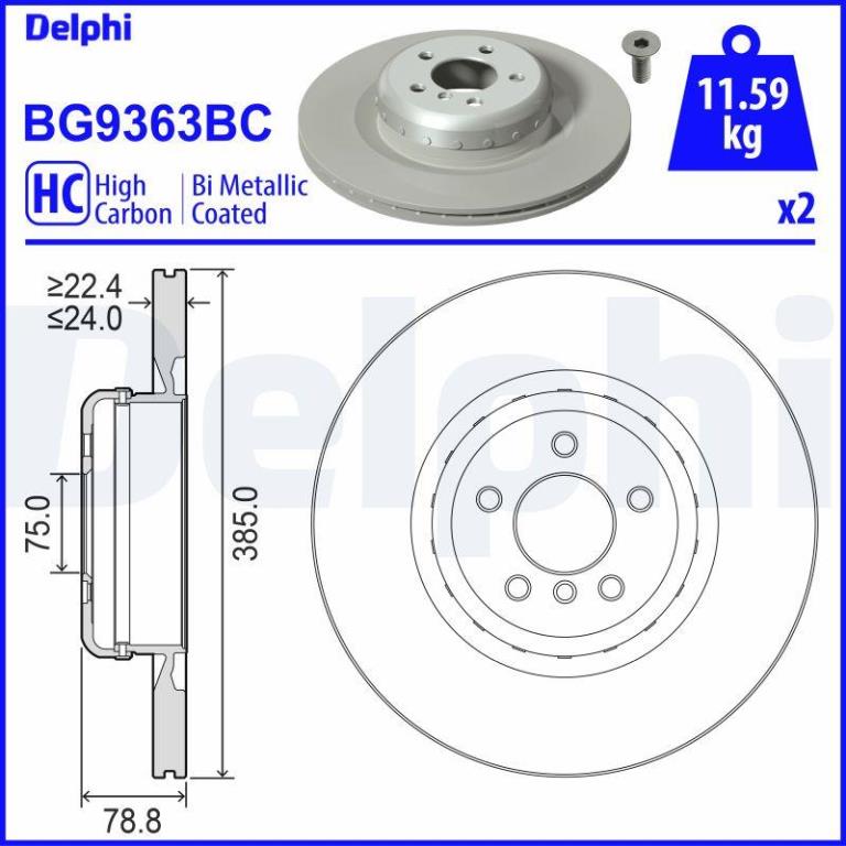 Disques de frein DELPHI BG9363BC