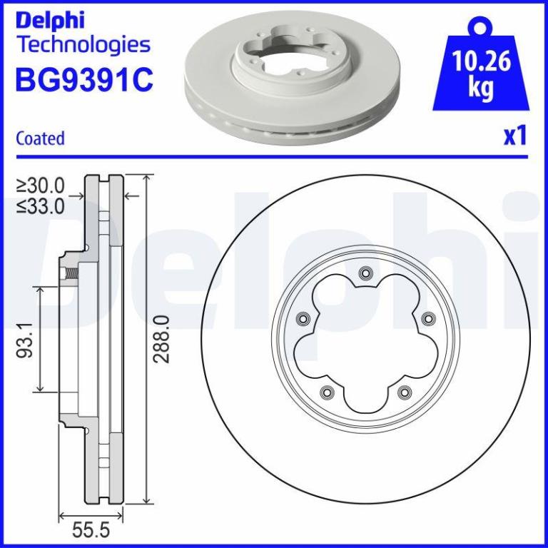 Disques de frein DELPHI ref. BG9391C