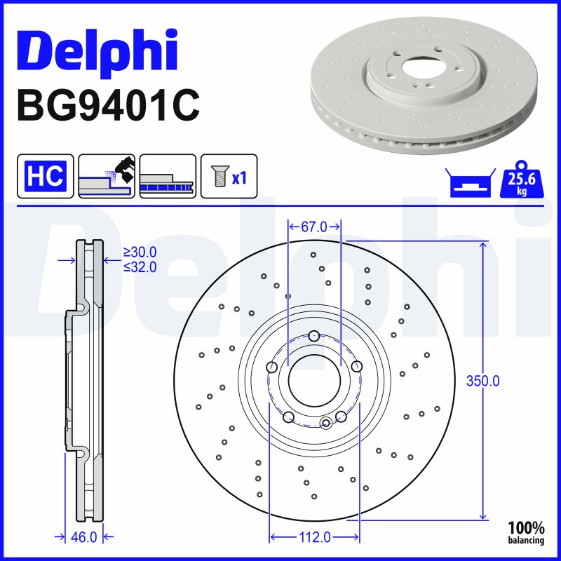 Disques de frein DELPHI ref. BG9401C