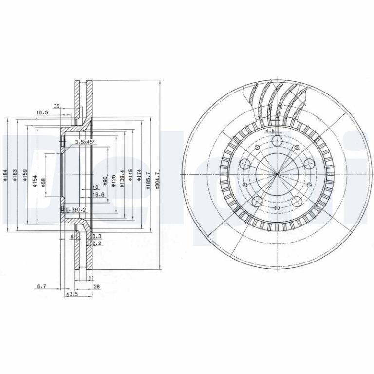 Disques de frein DELPHI ref. BG9514