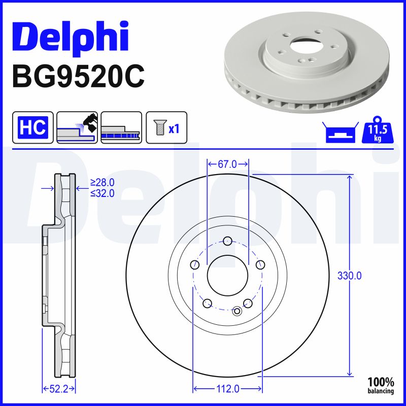 Discos de travão DELPHI BG9520C