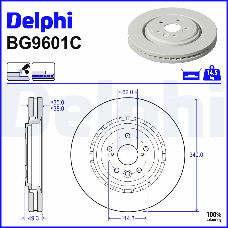 Disques de frein DELPHI ref. BG9601C