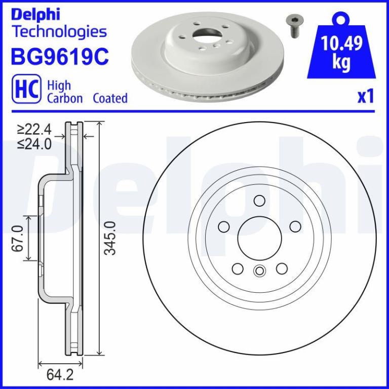 Discos de freno DELPHI ref. BG9619C