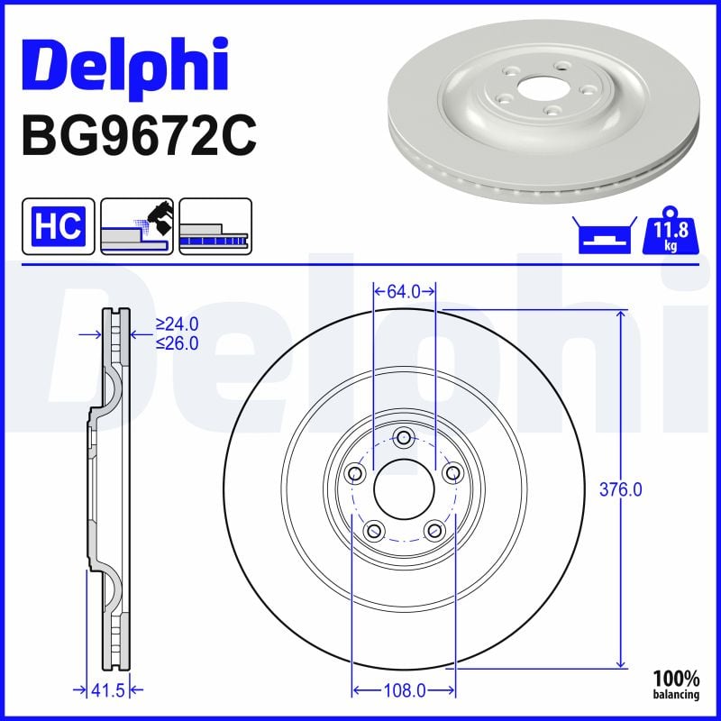 Disques de frein DELPHI BG9672C