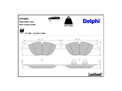 Jeu de 4 plaquettes de frein DELPHI LP1002