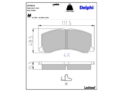Juego de 4 pastillas de freno (Almohadilla de freno) DELPHI ref. LP1014