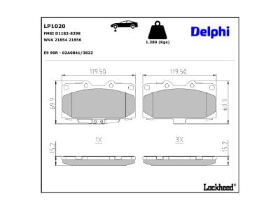 Juego de 4 pastillas de freno (Almohadilla de freno) DELPHI ref. LP1020