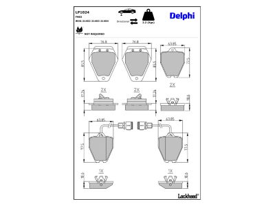Juego de 4 pastillas de freno (Almohadilla de freno) DELPHI ref. LP1024