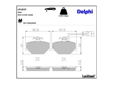 Juego de 4 pastillas de freno (Almohadilla de freno) DELPHI ref. LP1027
