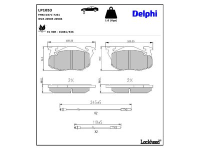 Juego de 4 pastillas de freno (Almohadilla de freno) DELPHI ref. LP1053