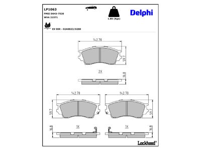 Juego de 4 pastillas de freno (Almohadilla de freno) DELPHI ref. LP1063
