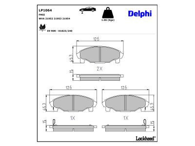 Juego de 4 pastillas de freno (Almohadilla de freno) DELPHI ref. LP1064