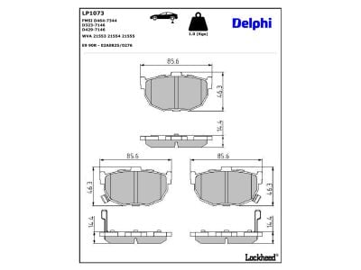 Juego de 4 pastillas de freno (Almohadilla de freno) DELPHI ref. LP1073