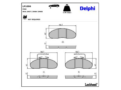 Juego de 4 pastillas de freno (Almohadilla de freno) DELPHI ref. LP1096