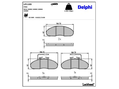 Juego de 4 pastillas de freno (Almohadilla de freno) DELPHI ref. LP1105