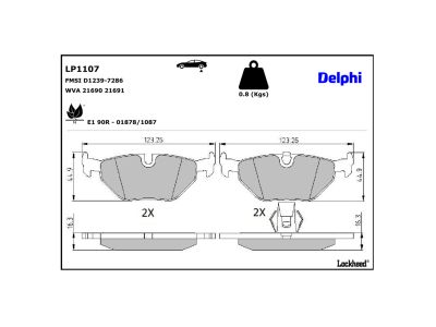 Jeu de 4 plaquettes de frein DELPHI ref. LP1107