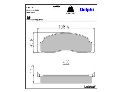 Jeu de 4 plaquettes de frein DELPHI LP110
