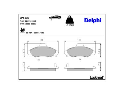 Juego de 4 pastillas de freno (Almohadilla de freno) DELPHI ref. LP1139