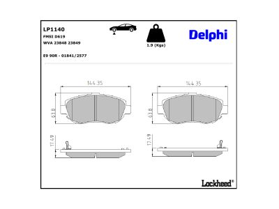 Juego de 4 pastillas de freno (Almohadilla de freno) DELPHI ref. LP1140