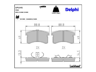 Juego de 4 pastillas de freno (Almohadilla de freno) DELPHI ref. LP1141